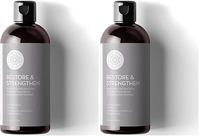 Pure Body Naturals Hair Loss Shampoo to Restore and Strengthen, Large 16 Ounce, DHT Blocker Shampoo for Thinning Hair, for Men and Women Label Varies Pack of 2