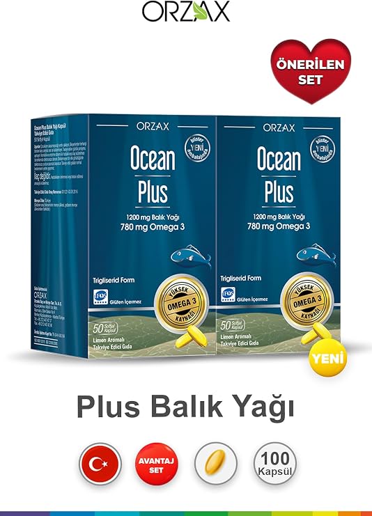 Orzax Ocean Plus 1200 mg Balık Yağı, 780 mg Omega 3, 50 Kapsül, 2 Adet Set