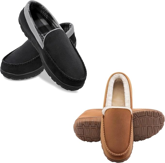 shoeslocker Mens Slippers Moccasin Slippers for Men Size 10