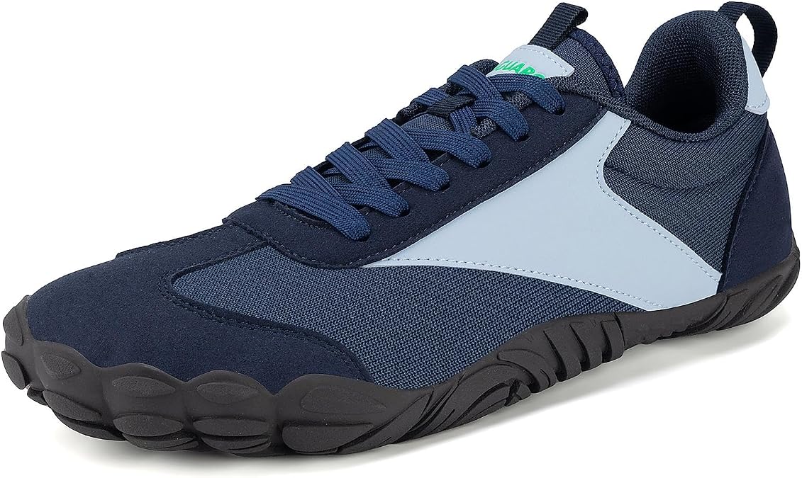 SAGUARO Wide Toe Box Minimalist Shoes for Men and Women, Zero Drop Trail-Runner Barefoot Sneakers Blue 12.5 Women/10.5 Men