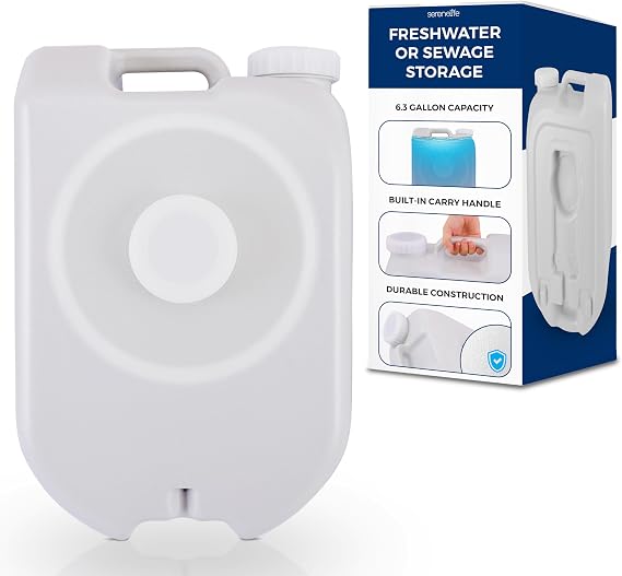 SereneLife 24L Compact Portable Water Tank - Non-toxic Water Container Reservoir W/Carry Handle - For Outdoor Social Events, Work Sites, Camping, Boating, Emergency Preparedness -SLCAWT20