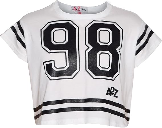 A2Z 4 Kids Girls 98 Print Crop T Shirt Short Sleeve Ages 5-13