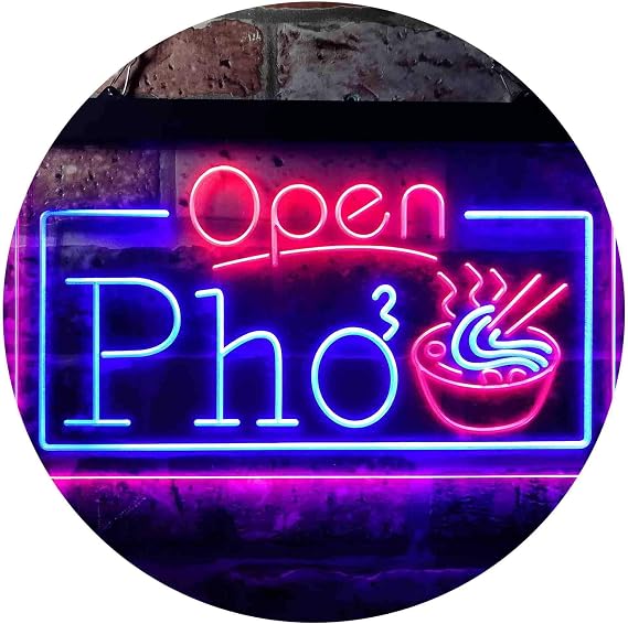 ADVPRO Open Pho Vietnam Noodles Shop Dual Color LED Neon Sign Blue & Red 24 x 16 Inches st6s64-i3655-br
