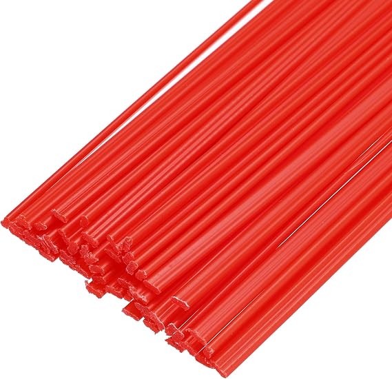MECCANIXITY 50pcs 13 Inch Plastic Welding Rods PP Welding Strips Welder Rods for Car Bumper, Kayak Repair, Plastic Welder, Red