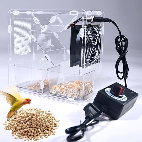 Bird Seed Cleaner, Adjustable Speed Grain Winnower Machine with Transparent Acrylic, Easy to Disassemble Grain Cleaning Separator for Millet, Beans, Various Small Grains