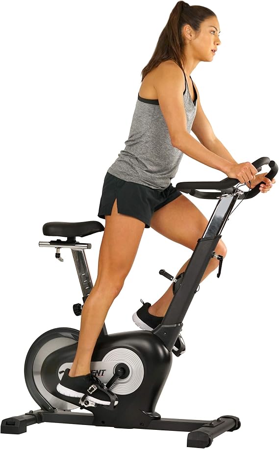 EFITMENT Exercise Bike, Indoor Cycling Bike for Home Cardio, Low Noise Stationary Bikes with Adjustable Magnetic, LCD Monitor, Pulse Grips, Device Tablet