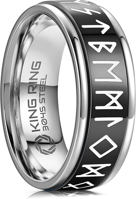 King Ring 8mm Viking Spinner Rings Ultra Polished Fidget Rings for Men & Women Designed in USA
