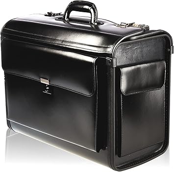 Leather Pilot Case Business Laptop Travel Flight Briefcase Bag Hand Luggage Pilotcase