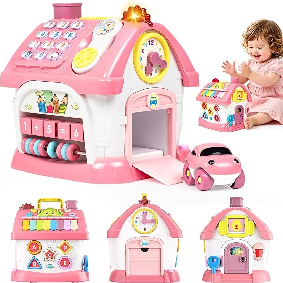 Marstone Toys for 1-2 Year Old Girls, Pink 8-in-1 Musical Learning House