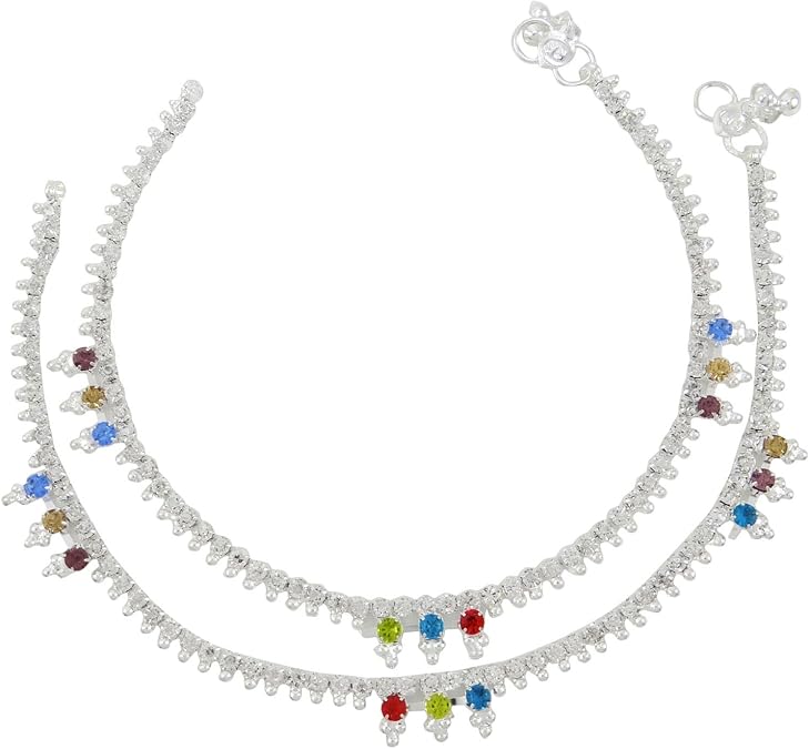 Traditional CZ Stone Ankle Bracelet Indian Wedding Foot Payal Jewelry