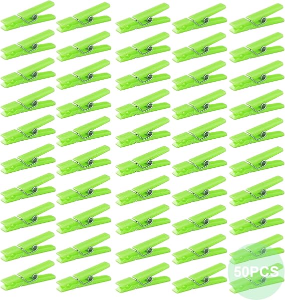 50 PCS Small Transparent Plastic Tool Paper Clips Clothespins Clip Clothing Line Clip Photo Clips 1.4 x 0.25 Inch Mini Clothespins Baby Shower Clothing Pins Plastic Small Clips for Party (Green)