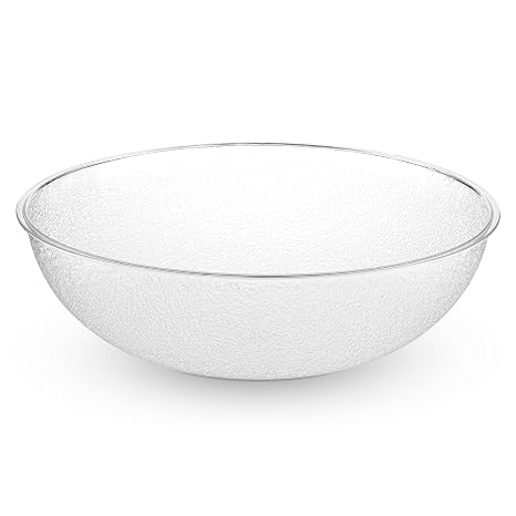 Carlisle FoodService Products 721507 Round Pebbled Salad Serving Bowl, 11 Quart, Clear | Large bowl for kitchen and restaurant salads, sauces, dressings, and prepped ingredients