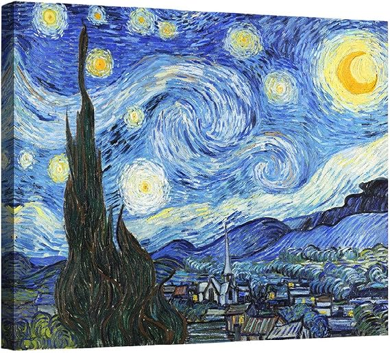 ELITEART-- Starry Night by Vincent Van Gogh Oil Painting Reproduction Giclee Wall Art Canvas Prints