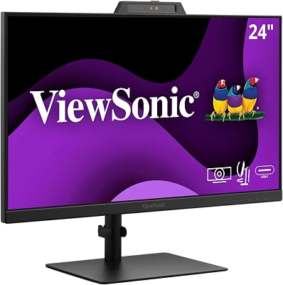 ViewSonic VG2441V 24 Inch 1080p IPS Video Conferencing Monitor with Integrated Windows Hello Certified IR 5MP Webcam, Built-in Microphone, Advanced Ergonomics, USB C, HDMI, and DisplayPort Inputs