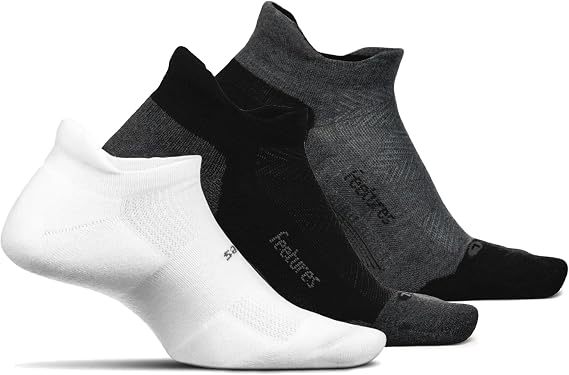 Feetures High Performance and Elite Max Cushion No Show Tab Ankle Socks - Sport Sock with Targeted Compression - (3 Pair)