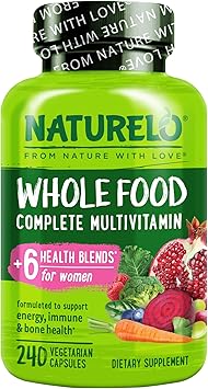 NATURELO Whole Food Multivitamin for Women - with Vitamins, Minerals, Organic Extracts - Supplement for Energy and Heart Health - Non GMO - 240 Vegan Capsules