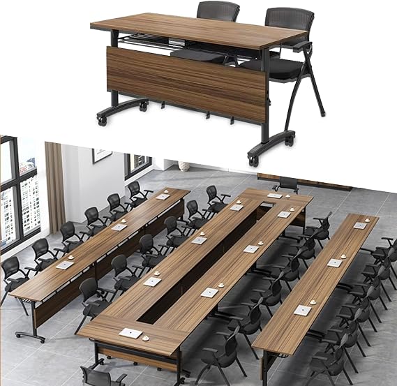 Foldable Conference Table,Modern Mobile Meeting Table with Silent Wheels,Mobile Training Tables for Training Rooms,Rolling Conference Room Tables for Office,Classroom (6pack 70.8 * 21.6 * 29.5)