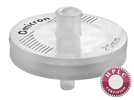 Omicron SFGF125B Glass Fiber Syringe Filter, Non-Sterile, 25 mm, 1.6 m (Pack of 100)