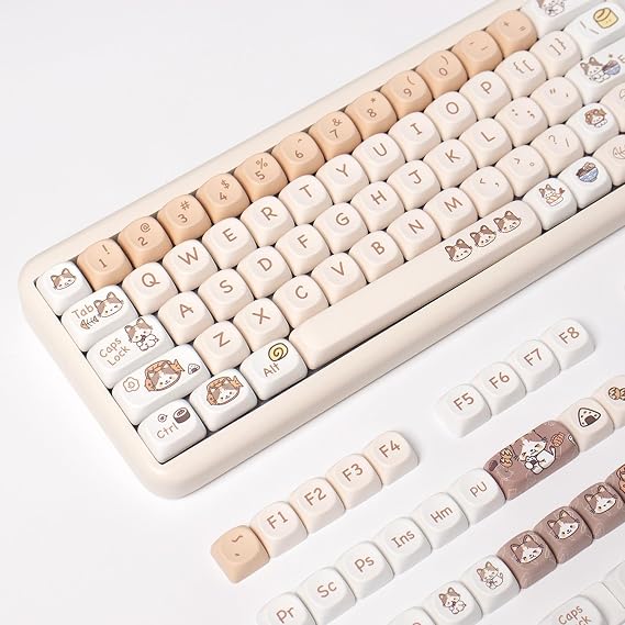 PBT Cat Keycaps Set MOA Profile Cute Custom Keycap 144 Keys