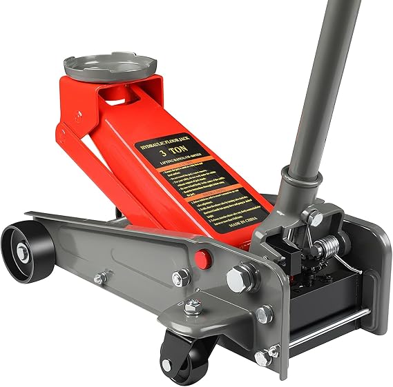 3 Ton Hydraulic Floor Jack,Lift Range: 5.31''-18.11'',6600Lbs,Red | 6600 Lbs Fast Lift, Carbon Steel Heavy Duty, With Wheels, 5.31"-18.11" Lifting Range, Stable Support for Most Cars