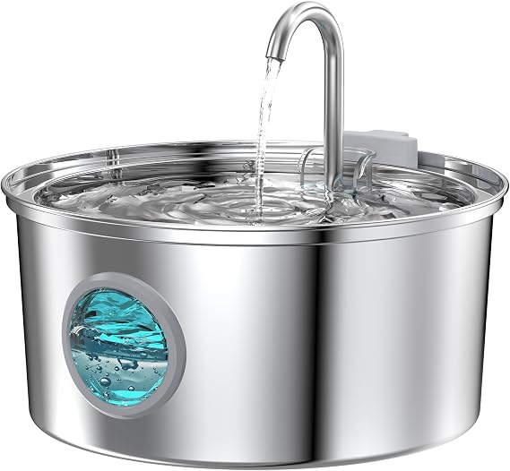 Cat Water Fountain for Drinking: Quiet Cat Water Fountain Stainless Steel - 108oz/3.2L Cats fountains - Pet Waterer Fountains - Vailable for Dogs and Cats