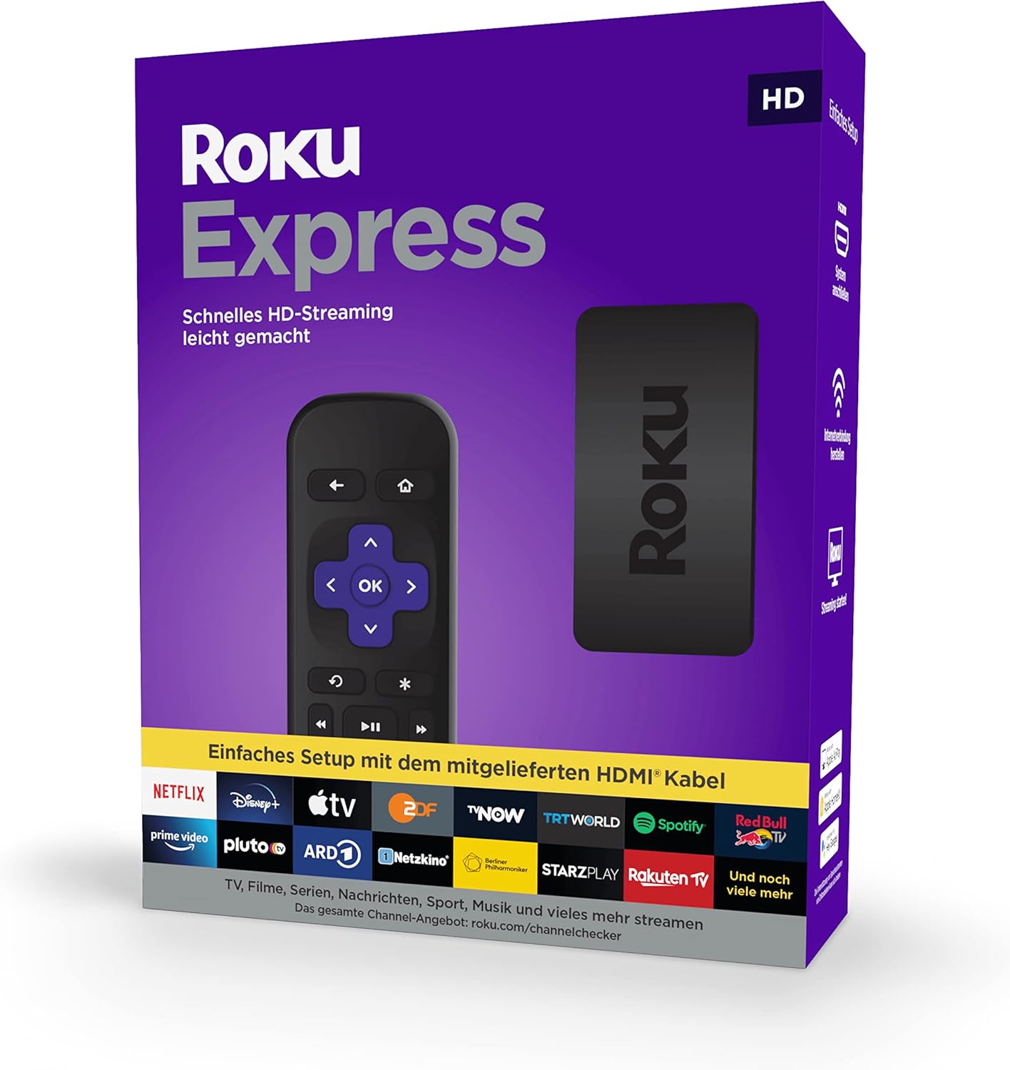 Roku Express | HD Streaming Media Player | Only works in Germany| Easy setup with the included HDMI cable|1080p,720p up to 60fps