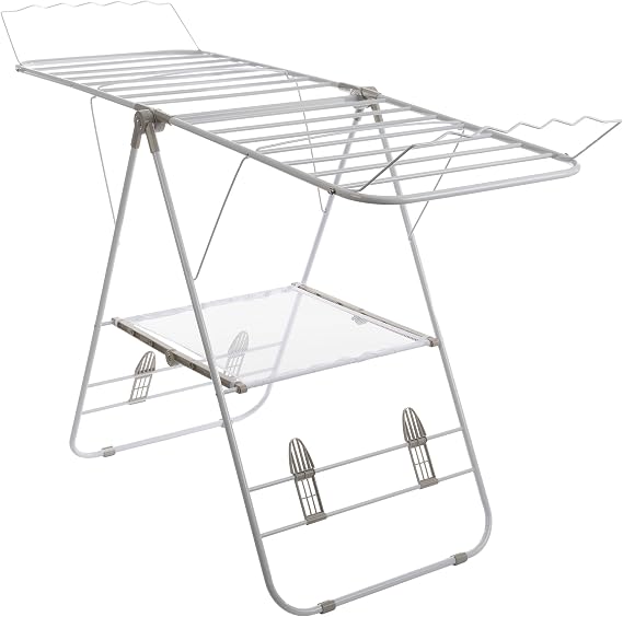 Clothes Drying Rack - Indoor/Outdoor Portable Laundry Rack for Clothing, Towels, Shoes and More - Collapsible Clothes Stand by Everyday Home (White)