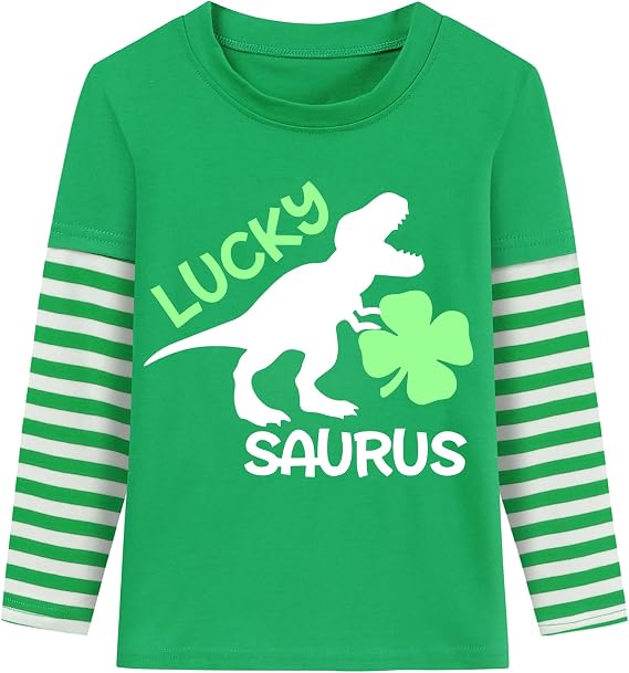 Kids St Patricks Day Shirt Boys Girls Saint Patrick's Shamrock Clover Lucky Graphic Tees Toddler Long Sleeve T-Shirt Tops