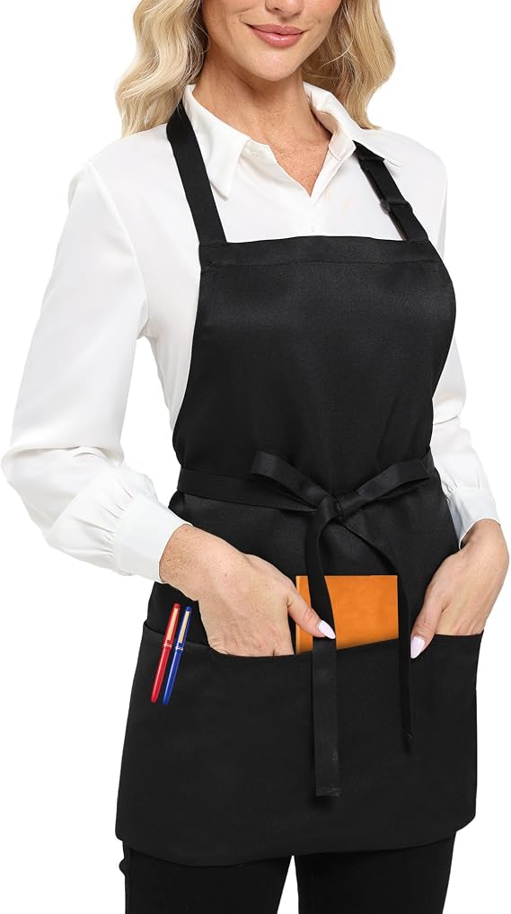Argstar Unisex Adjustable Three Pocket Apron-Chef Kitchen Cooking,Restaurant Server