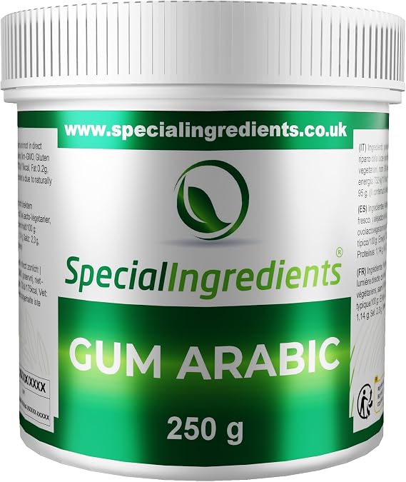 Gum Arabic Powder (Acacia) 250g Premium Quality, Vegan, Non-GMO, Gluten Free – Recyclable Container