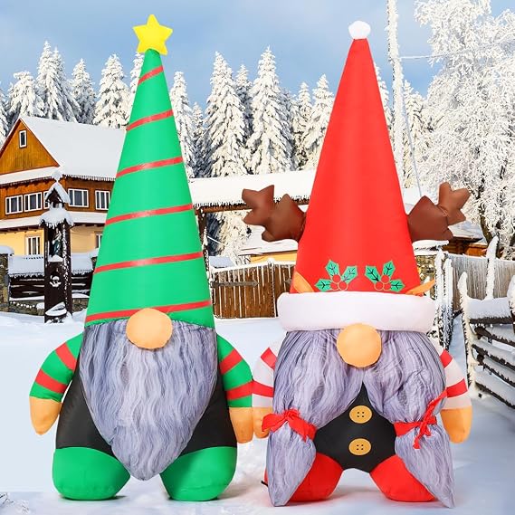 GOOSH 5.4 FT Christmas Inflatables Gnome Outdoor Decoration Blow Up Yard with Built-in LEDs for Garden Lawn Indoor Party Decor