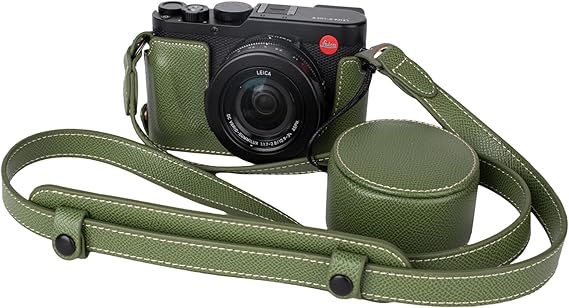 VOVMOEYA Protective Camera Case Kit for Leica D-LUX8 Camera,for Leica DLUX8 Half Case D-LUX 8 Camera Cover with Front Lens Cap with Shoulder Strap-Green