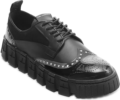 Karl Lagerfeld Men's White Label Two Tone Leather Studded Derby Shoes