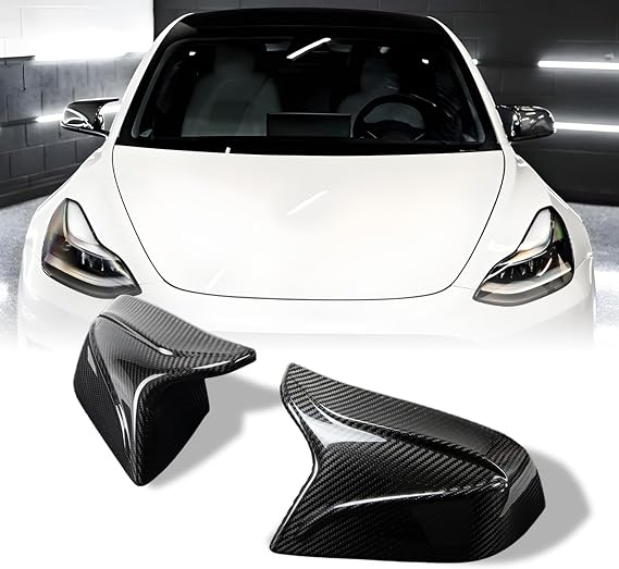 Dry Carbon Fiber Mirror Cap Covers for 2017-2026 Tesla Model 3 All Trims