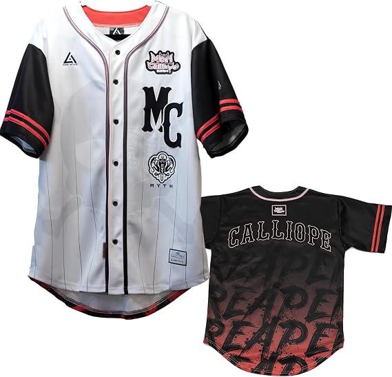 Mori Calliope x Anime Impulse Baseball Jersey, hololive Production Officially Licensed Premium Athletic-Style Streetwear, Size Medium