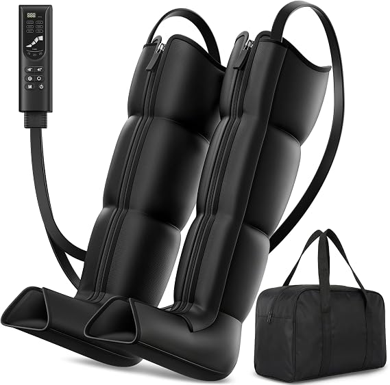 Leg Compression Massager, Full-Leg Compression Boots, Black Medium