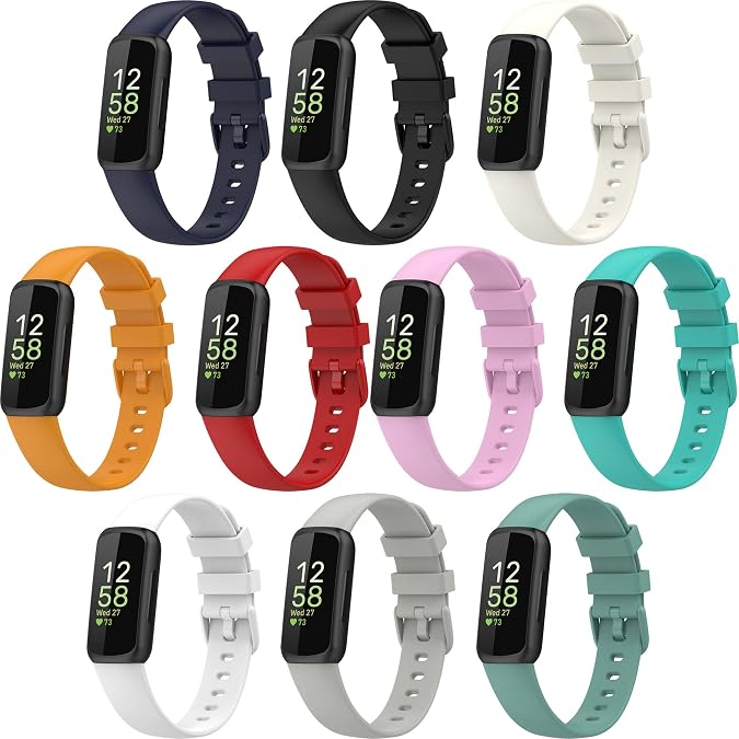 Bands Compatible with Fitbit Inspire 3 Bands, Soft Silicone Replacement Wristband Compatible for Fitbit Inspire 3 Band, Flexible Waterproof Sport Watch Strap for Women Men