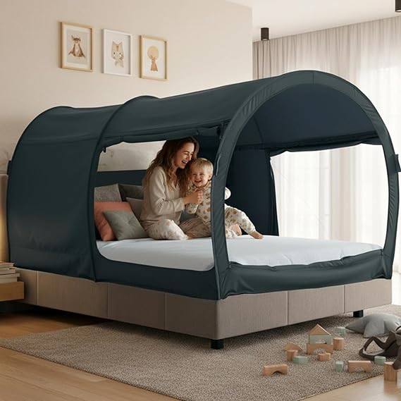 LEEDOR Bed Tent Dream Tent Bed Canopy Shelter Cabin Sleeping Tent Indoor Pop Up Privacy Warm Breathable Mosquito Mesh Twin/Full/Queen for Kids and Adult (Mattress Not Included)