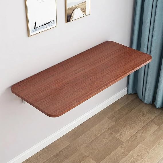 Workbench, Folding Wall Table, Wall Mounted Foldable Table for Small Spaces, Fold Down Laundry Shelf, Drop Leaf Dining Tables for Garage Home Office Kitchen(Brown,70x30CM/27.6x11.8in)