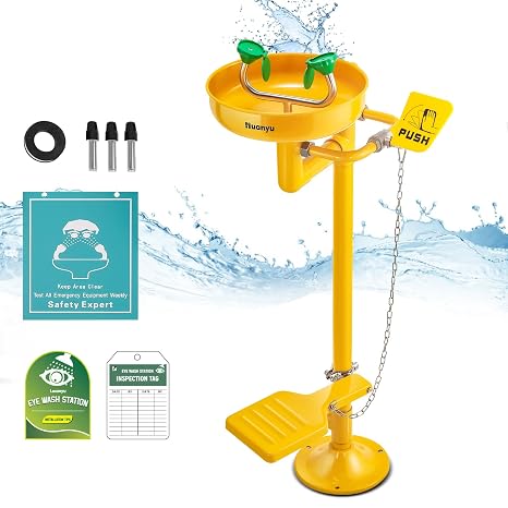 Huanyu Emergency Stand Up Eye Wash Station Floor Mounted Eyewash Stations