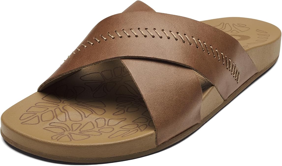 OluKai Kipe'a Olu Women's Slide Sandal, Premium Leather