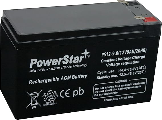 PowerStar Replacement Yuasa REW45-12, REW 45-12 12V 9Ah UPS Battery -