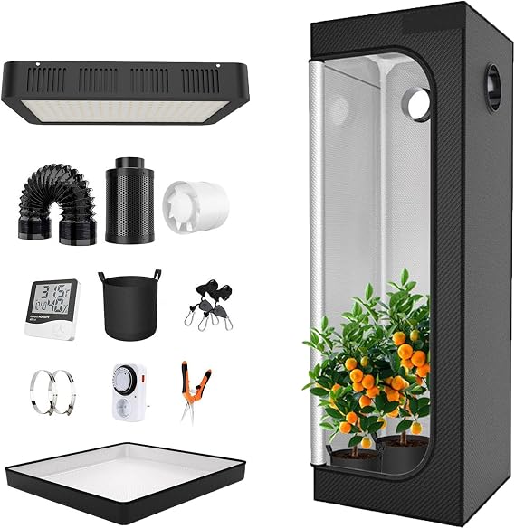 Grow Tent Room Complete Kit Hydroponic Growing Indoor Plants Growing Dark Room + Hydroponics Growing Setup Accessories, with Observation Window, Tool Bag and Floor Tray for Indoor,40 * 40 * 120cm