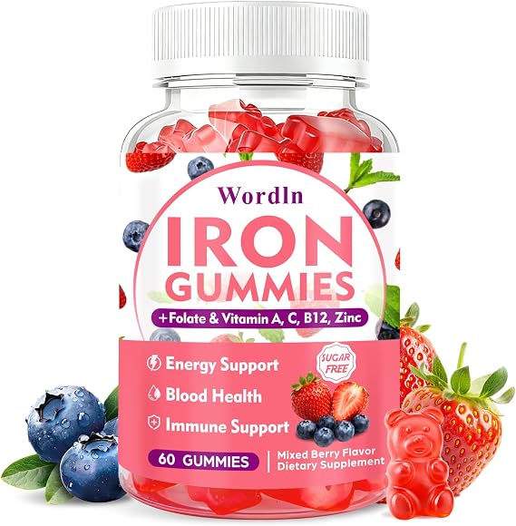 Iron Gummies for Women, Men & Kids for Energy Support & Immune Health