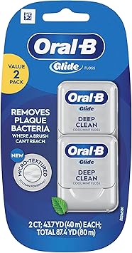 Oral-B Glide Deep Clean Cool Mint Dental Floss, Value 2 Pack (40m Each)