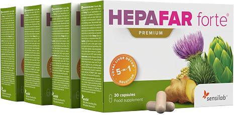 Hepafar Forte Marian Thistle Detox Treatment 120 High Dosage Capsules (4 x 30) - Artichoke Vitamin E Phospholipids - High Bioavailability - Capsules for Maintaining Normal Liver Function
