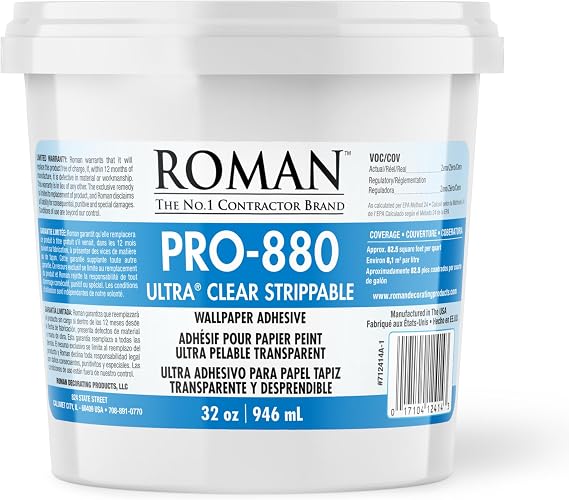 ROMAN PRO-880 Wallpaper Adhesive, Ultra Clear Strippable - 32-Ounce