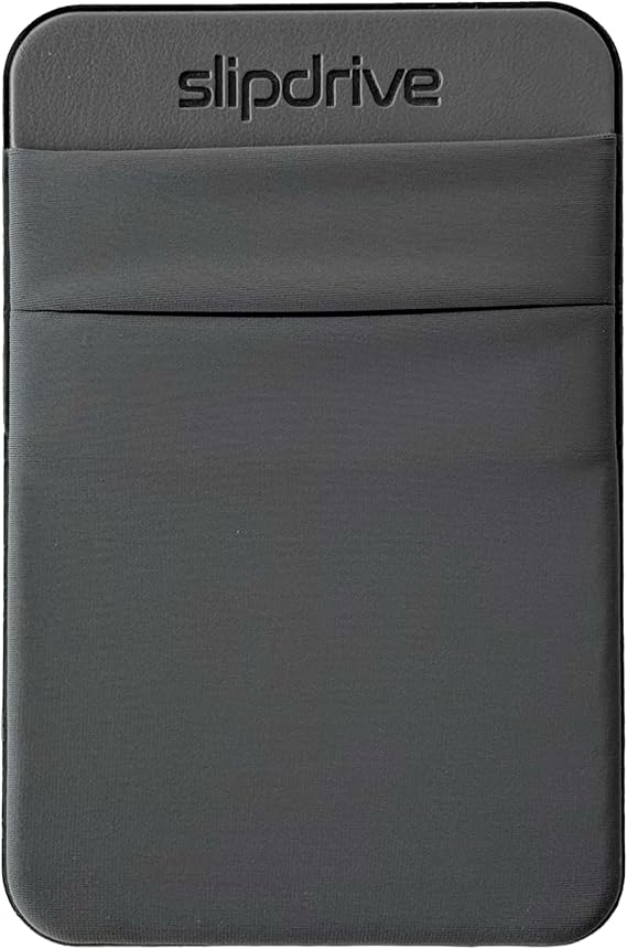 Portable Hard Drive Sleeve for Laptop - SSD Solid State Drive Holder - Dual Pocket Reusable Adhesive Storage Pouch - Stick-On External Hard Drive Carrying Case (5 x 3.25 Inch, Small, Gray)