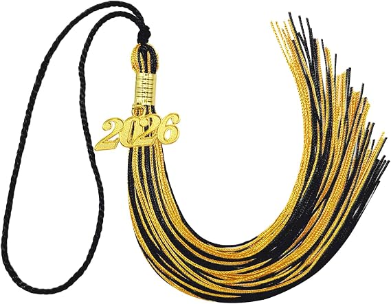 2026 Graduation Tassel, Black and Gold Tassel for Graduation Cap with 2026 Year Gold Charm for Graduation Ceremony Tassel Accessories
