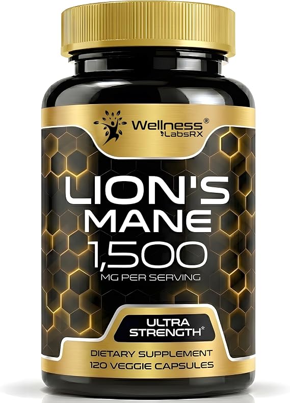 Organic Lions Mane Supplement Capsules, Memory & Focus Mushroom, 120 Count